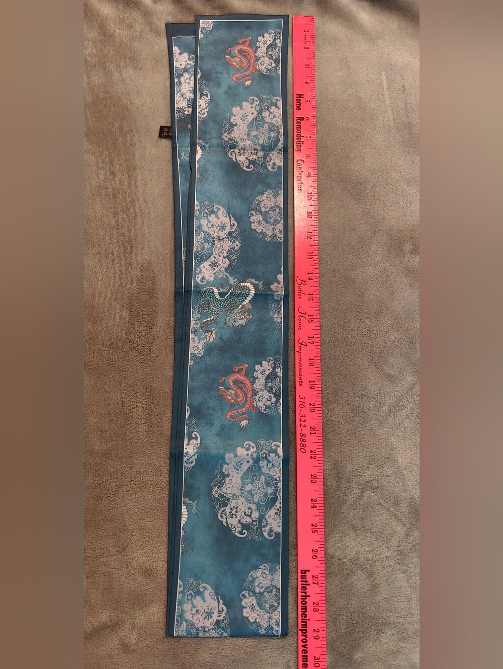 Women's 100% Silk Accessory Scarf - Teal Dragon Print